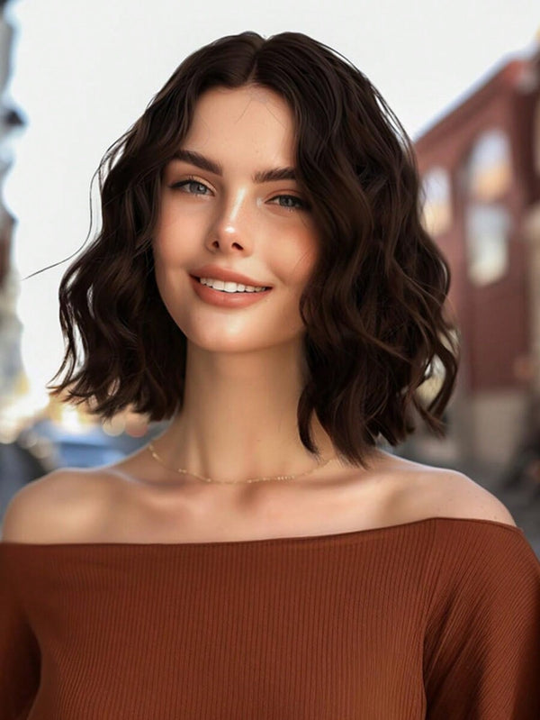 Alipop Body Short Bob Wig Dark Brown Color Pre Plucked Human Hair Wigs 180% Density