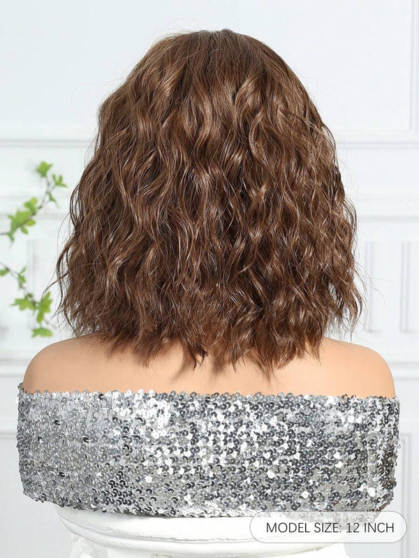 Alipop Body Highlight Brown Color Pre Plucked Short Bob Wig Human Hair Wigs 180% Density