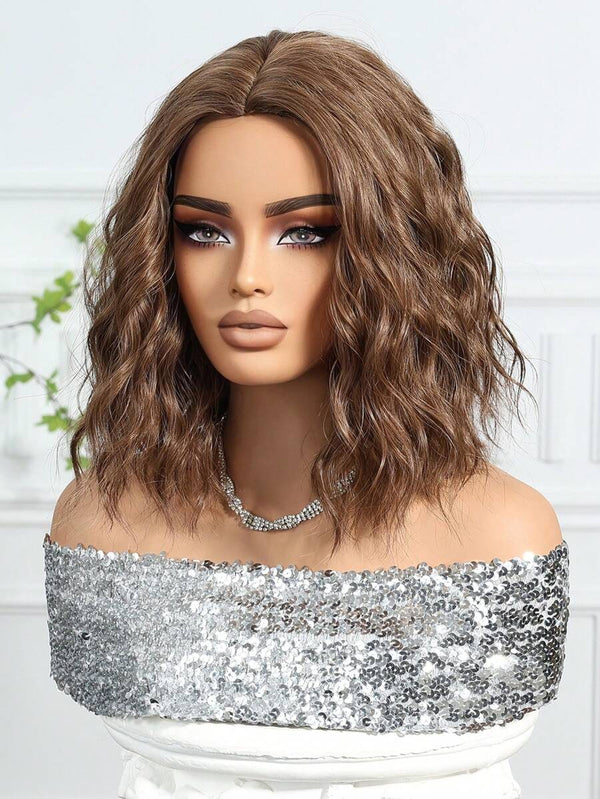 Alipop Body Highlight Brown Color Pre Plucked Short Bob Wig Human Hair Wigs 180% Density