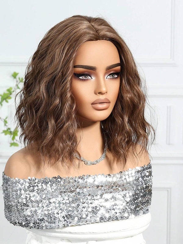 Alipop Body Highlight Brown Color Pre Plucked Short Bob Wig Human Hair Wigs 180% Density