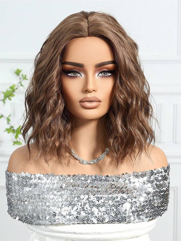 Alipop Body Highlight Brown Color Pre Plucked Short Bob Wig Human Hair Wigs 180% Density