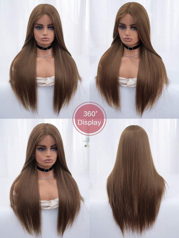 180% Density Honey Brown Straight Human Hair 13X6 HD T Part Lace Front Wig