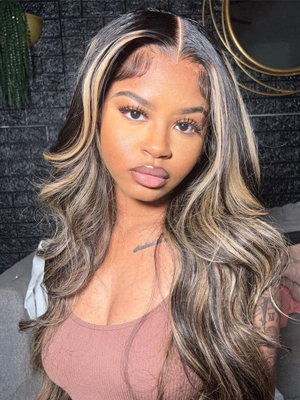 Alipop Transparent 13x4 Lace Front Wigs With Baby Hair Balayage Brown Body Wave Human Hair Wigs