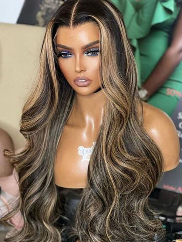 Alipop Transparent 13x4 Lace Front Wigs With Baby Hair Balayage Brown Body Wave Human Hair Wigs