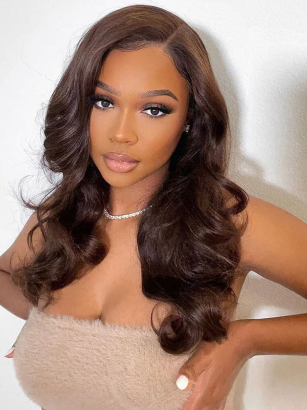 Body Wave Dark Brown HD 13x4 Lace Front Wig Colored Wigs And Lace Closure Wigs 150% Density Human Hair
