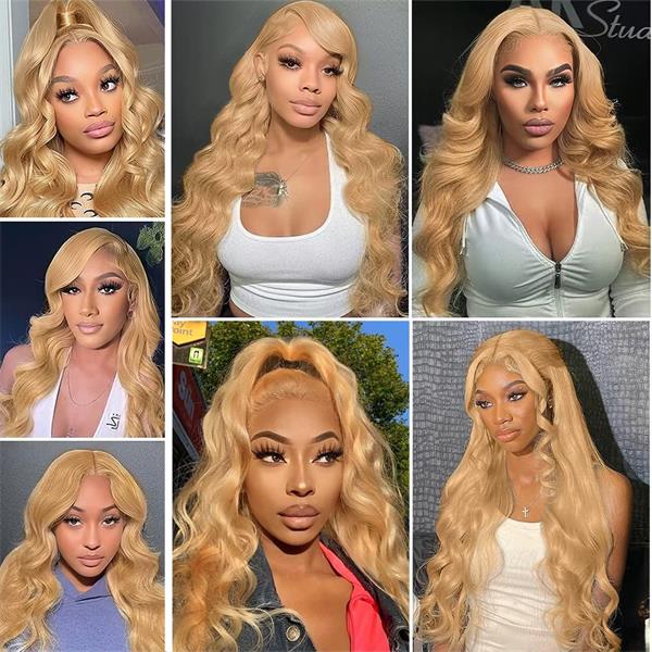 Body Wave 13x4 Lace Wigs #27 Colored Honey Blonde Human Hair Wigs Pre-plucked With Baby Hair