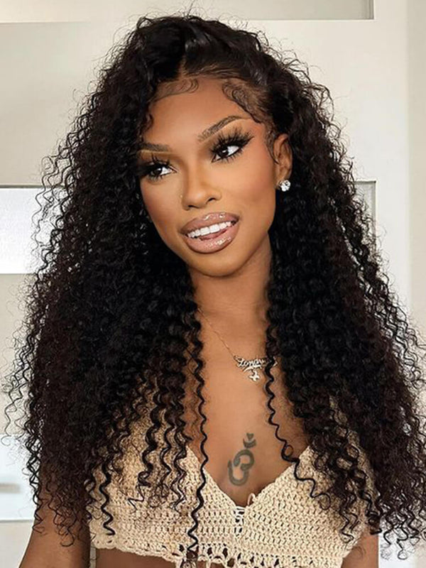 Kinky Curly Wig 6x5 Glueless Lace Curly Wig With Bleached Invisible Knots 150% Density