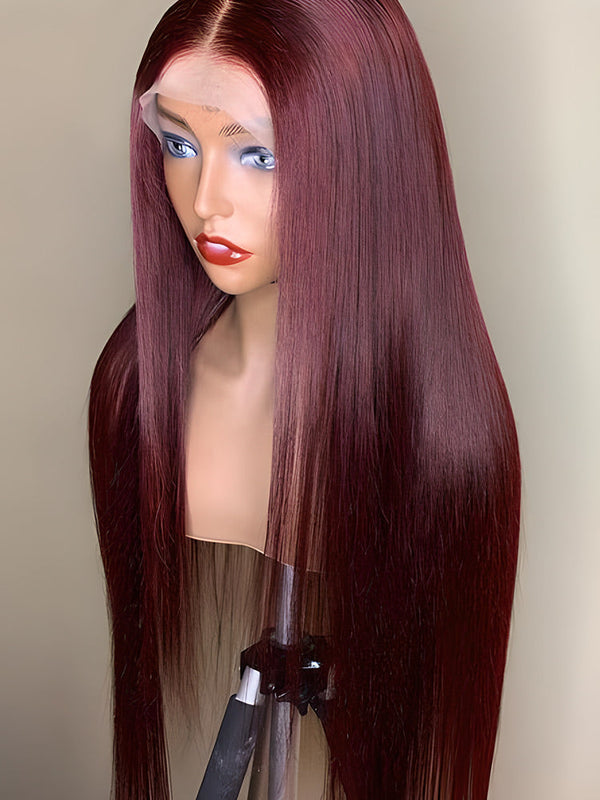 99J Burgundy Straight 13x4 Lace Front Human Hair Wig
