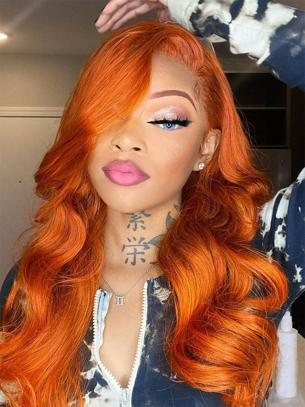 Body Wave Ginger Human Hair 13x4 Lace Front Wigs Remy Hair