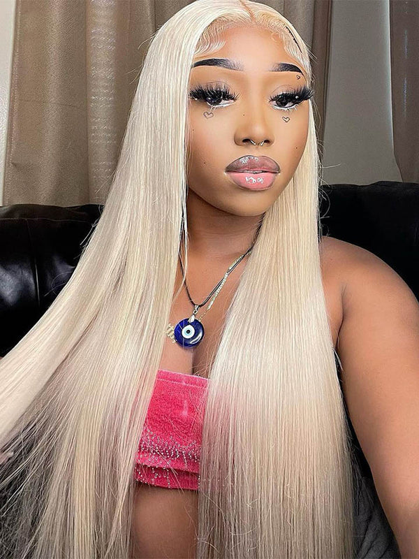 613 Blonde Wig Transparent 5x5 Lace Closure Wig Straight Wig Colored Human Hair Wigs