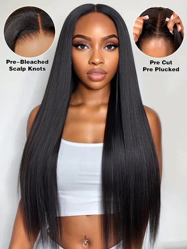 Glueless 6x5 Undetectable HD Lace Closure Straight Wig 100% Human Hair | Pre-bleached Knots