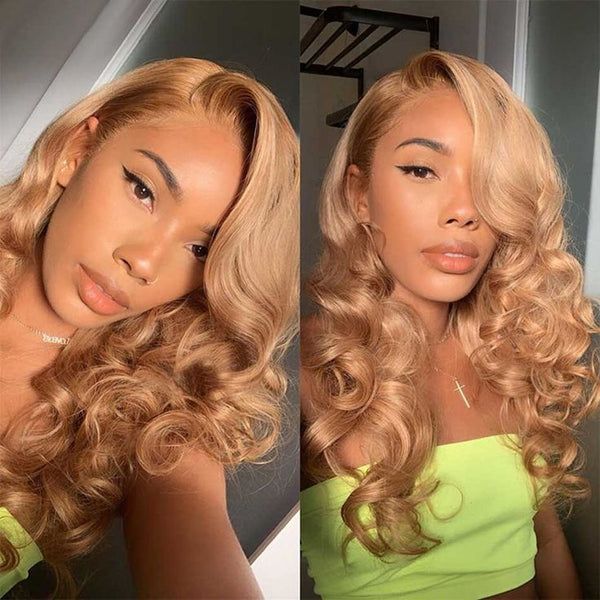 honey blonde body wave wig