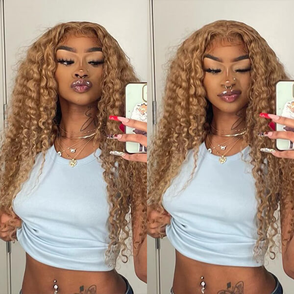 Honey Blonde Deep Curly Wig