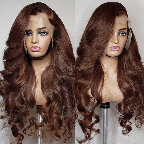 Body Wave Dark Brown HD 13x4 Lace Front Wig Colored Wigs And Lace Closure Wigs 150% Density Human Hair