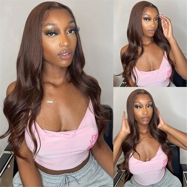 Body Wave Dark Brown HD 13x4 Lace Front Wig Colored Wigs And Lace Closure Wigs 150% Density Human Hair