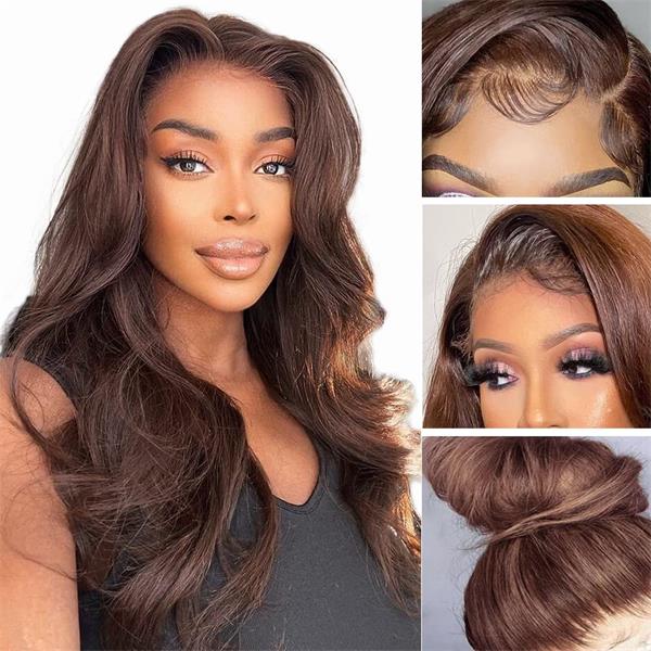 Body Wave Dark Brown HD 13x4 Lace Front Wig Colored Wigs And Lace Closure Wigs 150% Density Human Hair