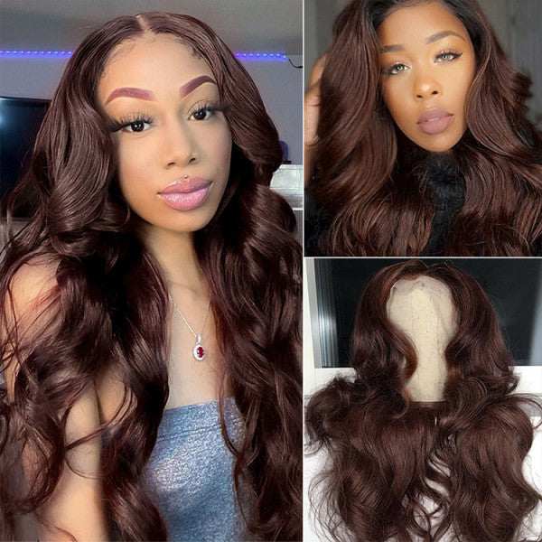 Body Wave Dark Brown HD 13x4 Lace Front Wig Colored Wigs And Lace Closure Wigs 150% Density Human Hair
