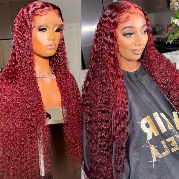 alipop deep curly 99j burgundy wig