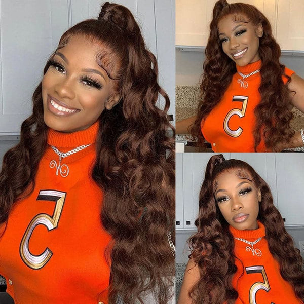 Light Brown Body Wave HD 13x4 Lace Frontal Wig Colored Wigs Human Hair Wig 150% Density