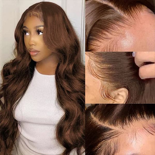 Light Brown Body Wave HD 13x4 Lace Frontal Wig Colored Wigs Human Hair Wig 150% Density