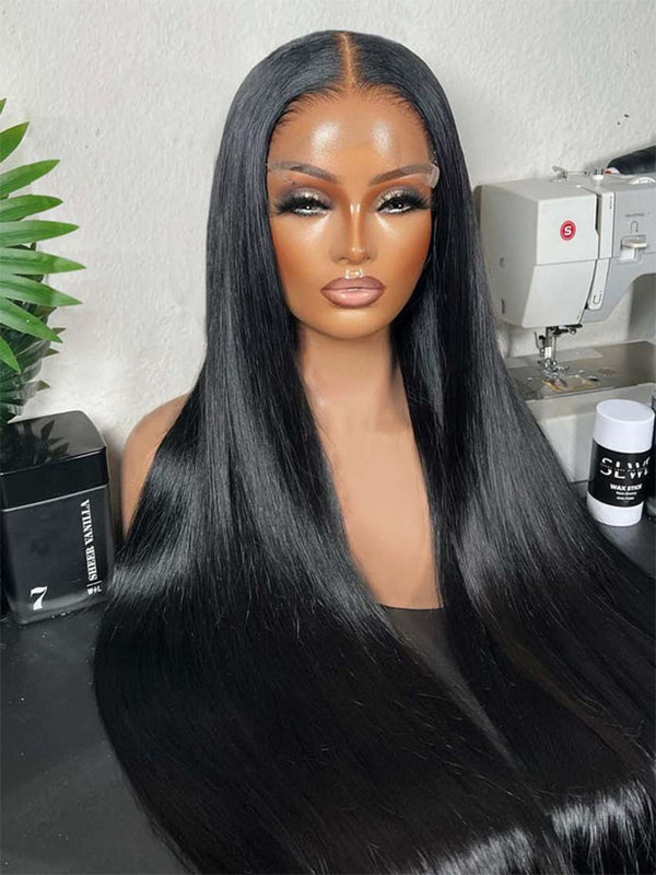 13×6 Lace Frontal Wig Pre-Bleached Knots Straight Virgin Human Hair Wigs