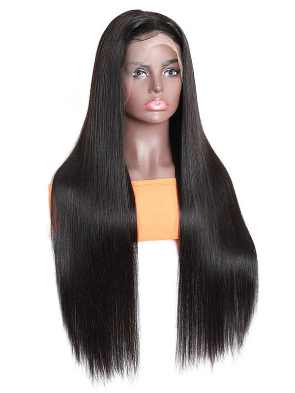 13×6 Lace Frontal Wig Pre-Bleached Knots Straight Virgin Human Hair Wigs