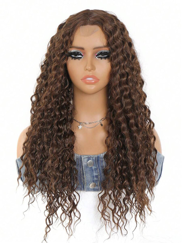 Deep Wave 180% Density Light Brown Wig T Part Wig Human Hair Wigs