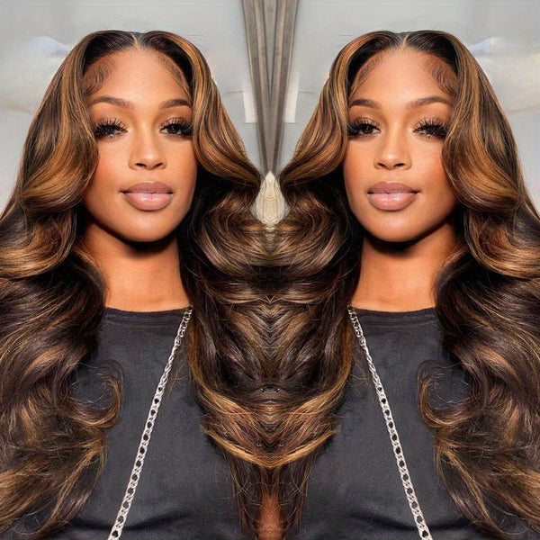 T1B/30 Highlight Body Wave Lace Front Wigs Human Hair 150% Density