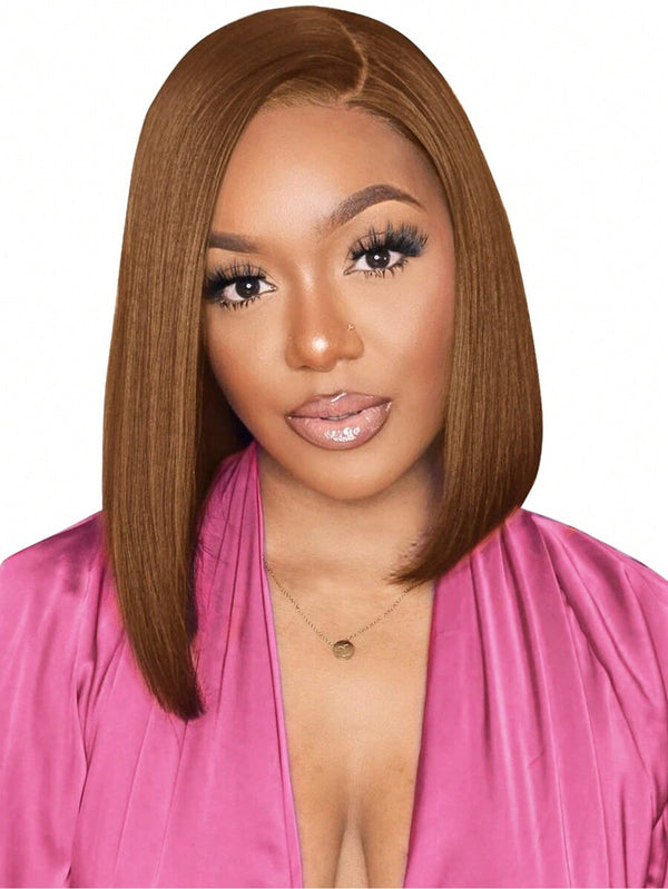 Bob Wigs Straight 13x4 Lace Closure Human Hair Wigs Pre Plucked Highlight Brown Human Bob Wigs 150% Density