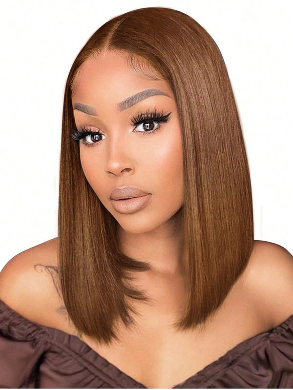 Bob Wigs Straight 13x4 Lace Closure Human Hair Wigs Pre Plucked Highlight Brown Human Bob Wigs 150% Density