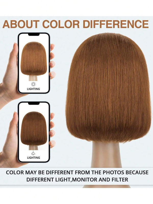 Bob Wigs Straight 13x4 Lace Closure Human Hair Wigs Pre Plucked Highlight Brown Human Bob Wigs 150% Density