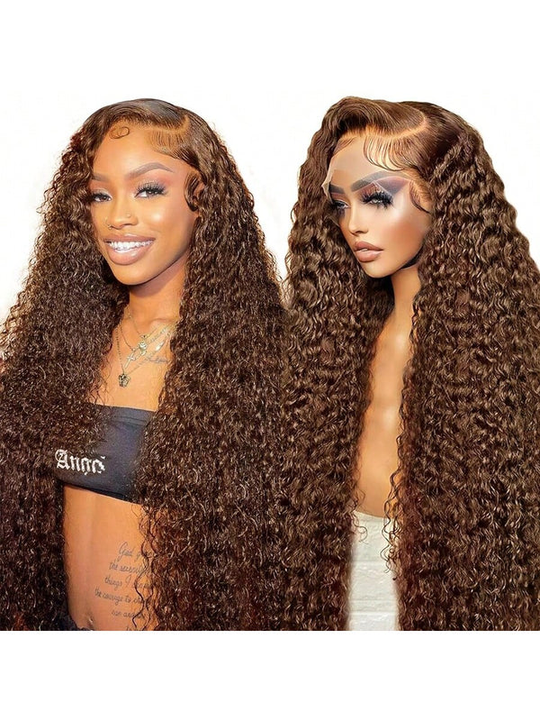 Light Brown 13x4 Deep Curly Lace Front Wigs  150% For Women HD Lace With Pre Plucked Hair