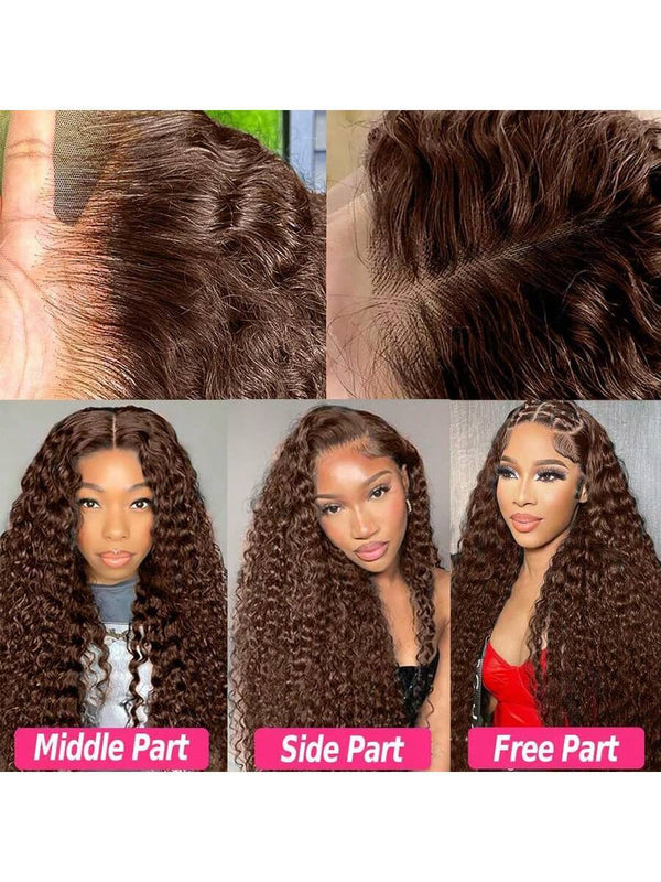 Water Wave Light Brown Wig HD 13x4 Lace Front Wigs 150% Density Transparent Lace Wigs