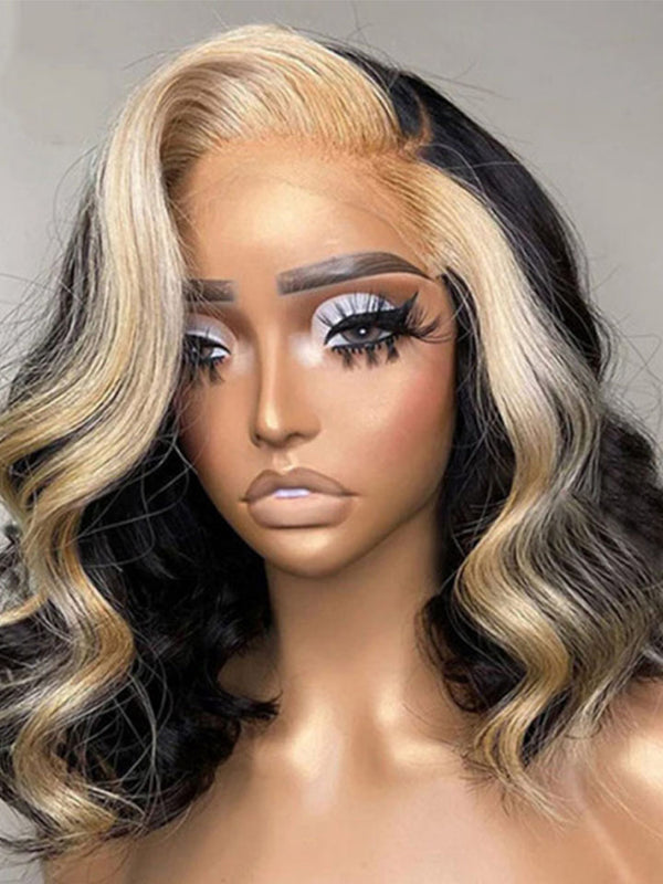 Effortless Loose Wave 5×5 Lace Glueless Left C Part With #613 Blonde Skunk Stripe In The Front Wig