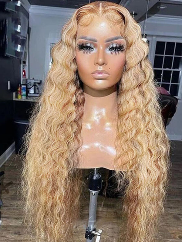 Transparent 13x4 Lace Front Wig Loose Deep Wave #27 Honey Blonde Wig