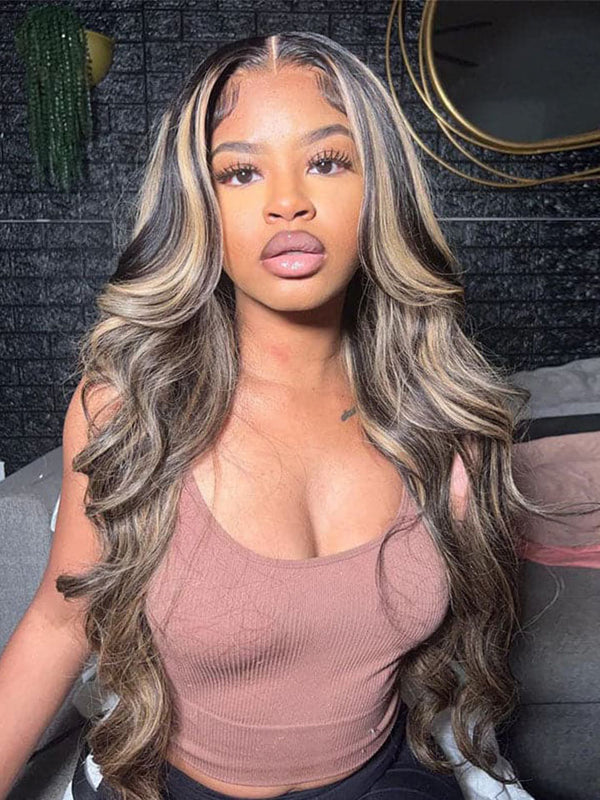 Alipop Transparent 13x4 Lace Front Wigs With Baby Hair Balayage Brown Body Wave Human Hair Wigs