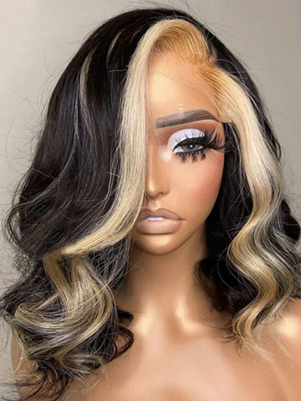 Effortless Loose Wave 5×5 Lace Glueless Left C Part With #613 Blonde Skunk Stripe In The Front Wig