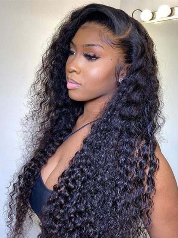 Brazilian Deep Wave 180% Density 13X4 Lace Front Human Hair Wigs For Women