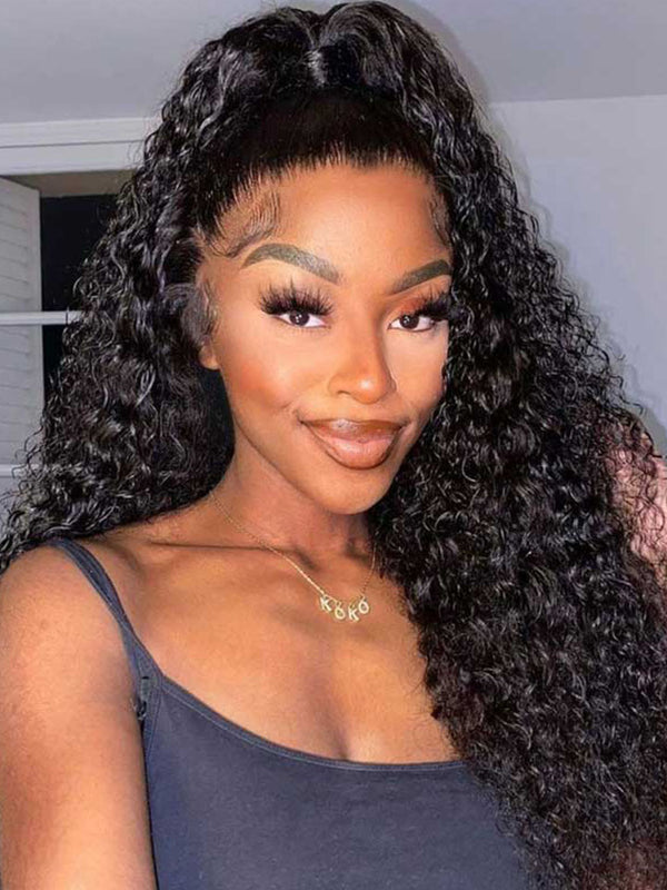 360 Lace Frontal Wigs Water Wave Virgin Human Hair Wigs Natural Color