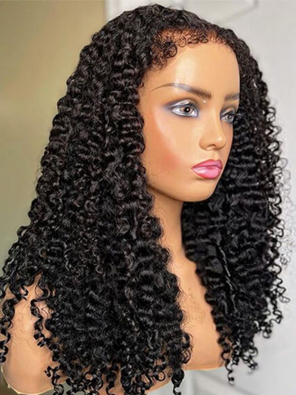 Kinky Curly Wigs With Natural 4C Edges Baby Hair Curly 13x4 Lace Front Wig