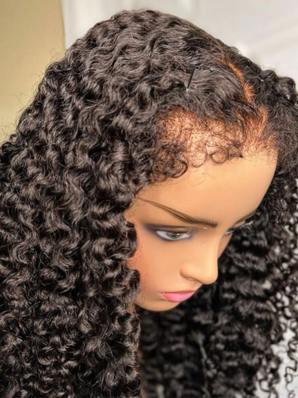 Kinky Curly Wigs With Natural 4C Edges Baby Hair Curly 13x4 Lace Front Wig