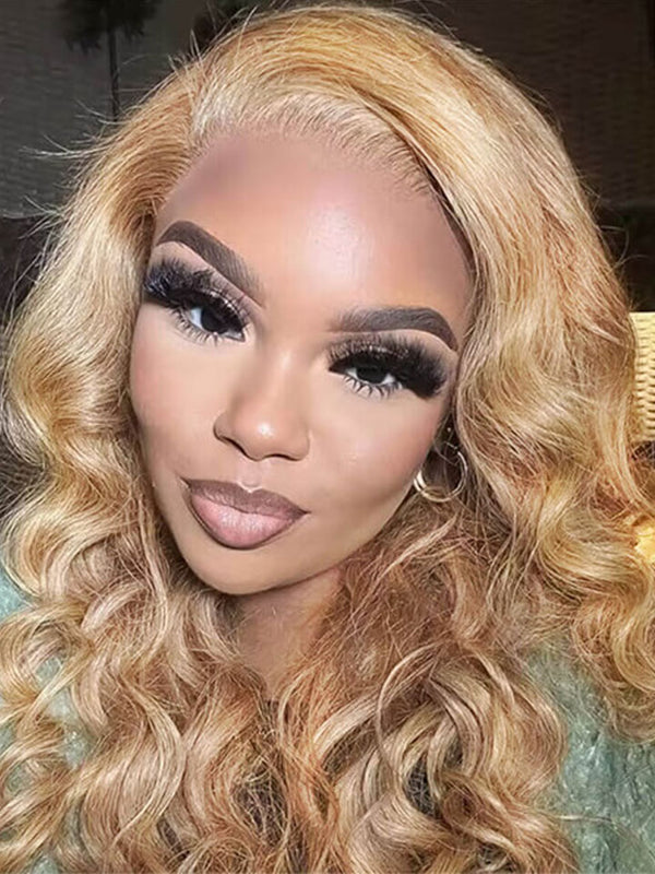 Transparent 13x4 Lace Front Wig Loose Deep Wave #27 Honey Blonde Wig