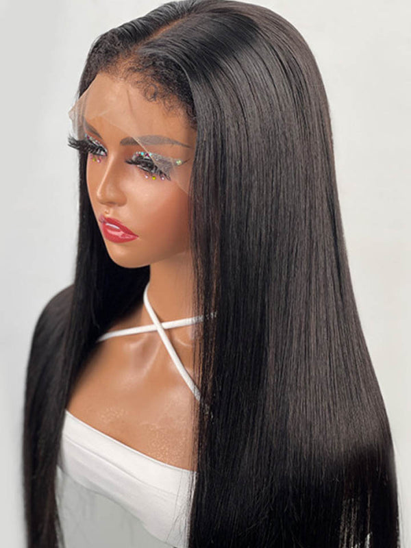 4C Kinky Edges Straight 13x4 Lace Wig HD Lace Glueless 100% Human Hair Glueless Wig