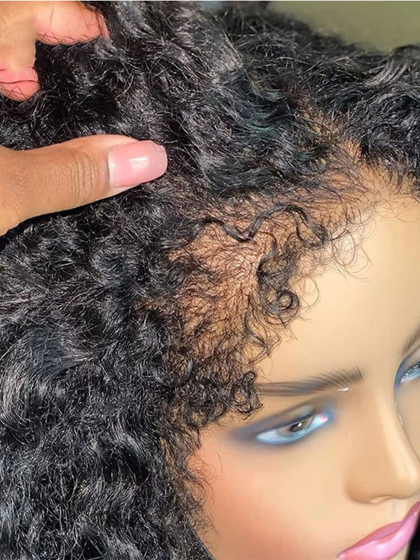 Kinky Curly Wigs With Natural 4C Edges Baby Hair Curly 13x4 Lace Front Wig