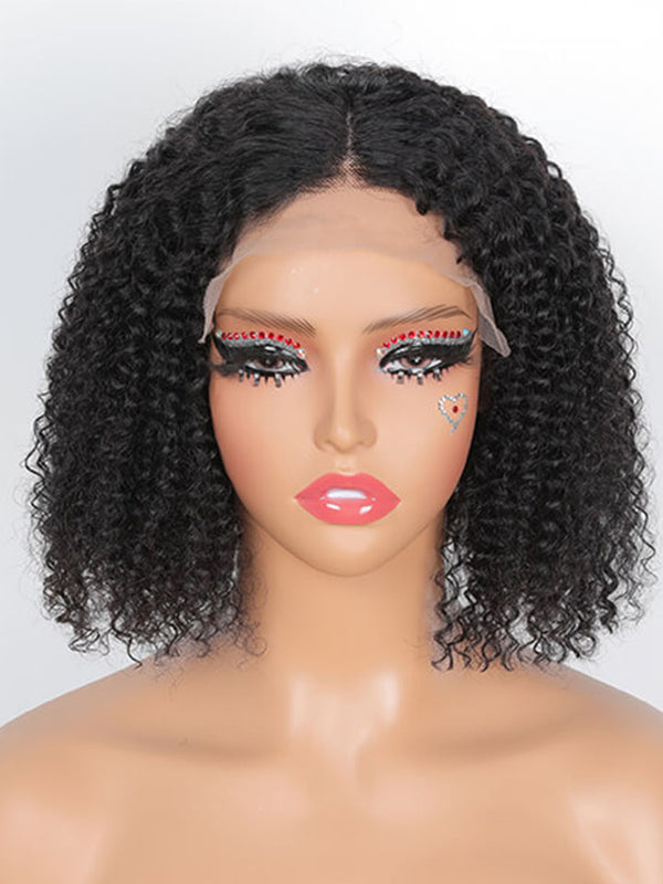 Super Bob Bohemian Curly Minimalist Lace Glueless 5x5 Closure Short Wig 100% Human Hair