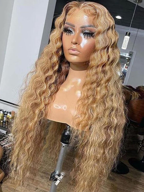 Transparent 13x4 Lace Front Wig Loose Deep Wave #27 Honey Blonde Wig