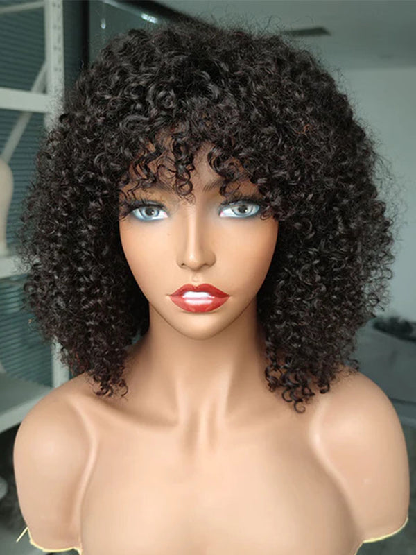 Alipop Glueless Wig Super Easy Curly Wig With Bangs Top Lace Wig