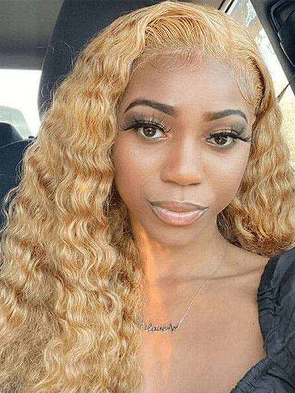 Transparent 13x4 Lace Front Wig Loose Deep Wave #27 Honey Blonde Wig