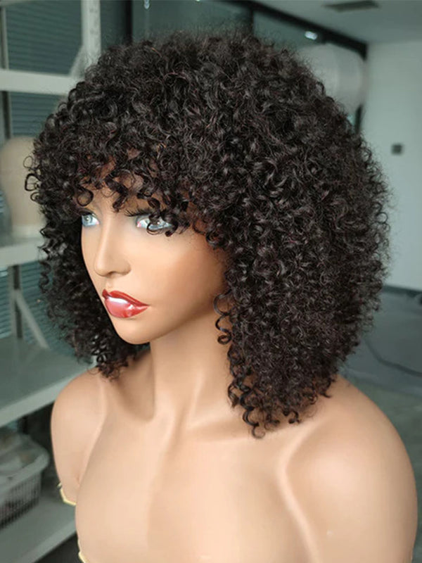 Alipop Glueless Wig Super Easy Curly Wig With Bangs Top Lace Wig