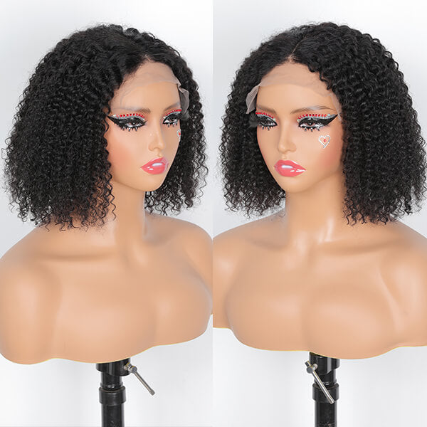 Super Bob Bohemian Curly Minimalist Lace Glueless 5x5 Closure Short Wig 100% Human Hair